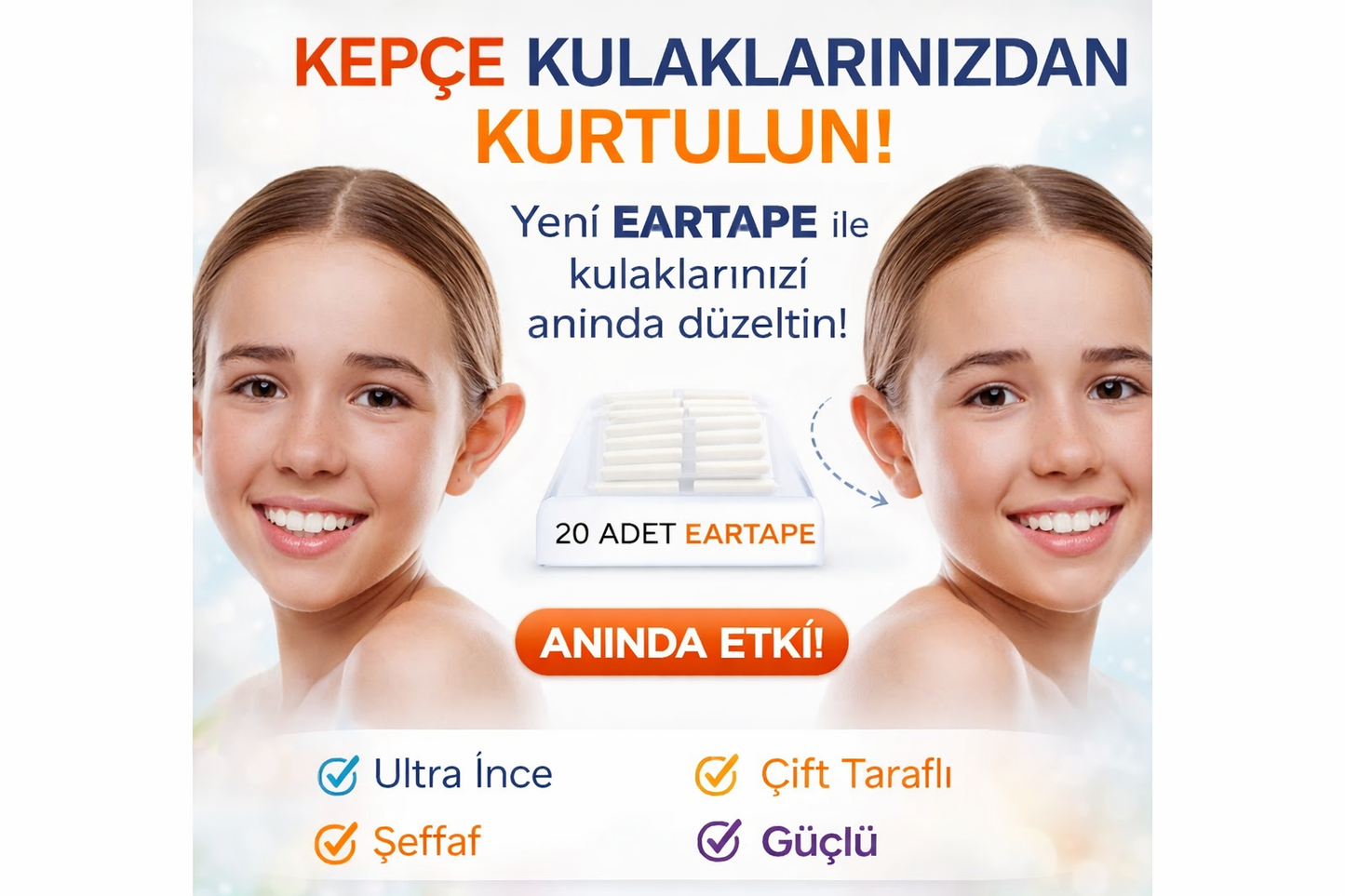 Kepçe Kulak Düzeltici ve Önleyici Bant Kozmetik Bandı 1 Alana 1 Bedava