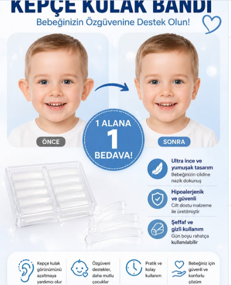 Kepçe Kulak Düzeltici ve Önleyici Bant  Kozmetik Bandı 1 Alana 1 Bedava